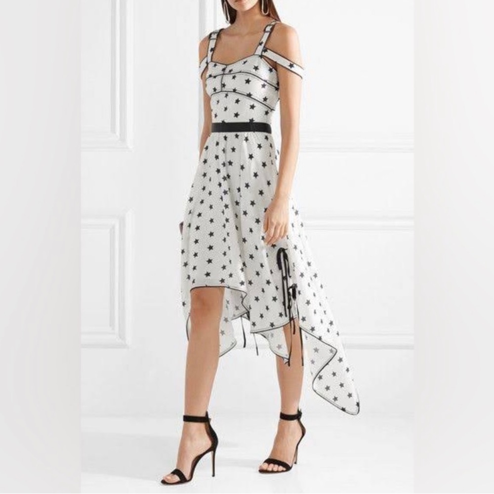 star mesh dress self portrait Self-Portrait Star Mesh Midi Dress in Natural
